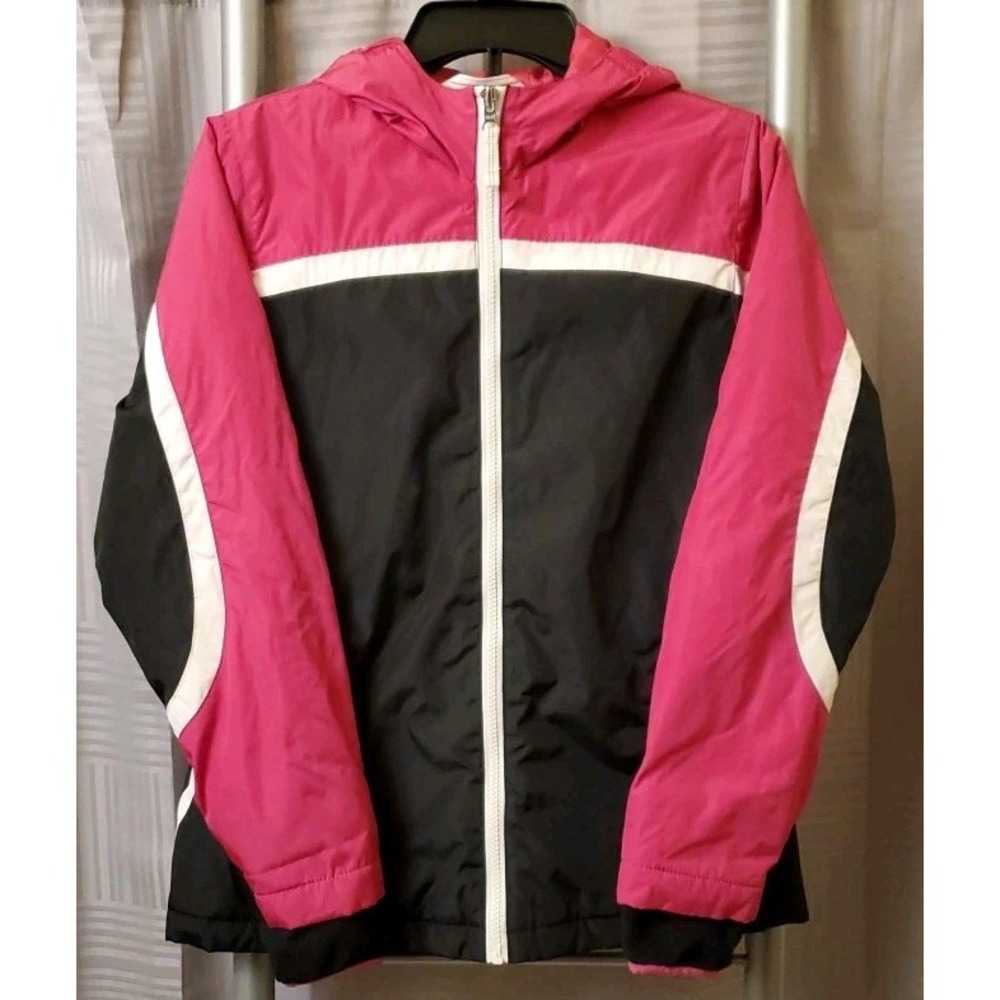 Land's End Size Medium 10-12 Jacket Black Pink White